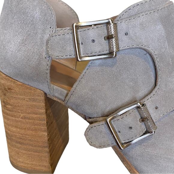MERCER EDIT Gray Suede Open Toe Bootie Size 8.5‎ - Picture 3 of 10